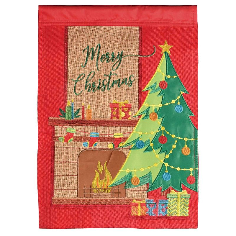Magnolia Garden Merry Christmas Fireplace 13 x 18 Inch Polyester Garden Flag