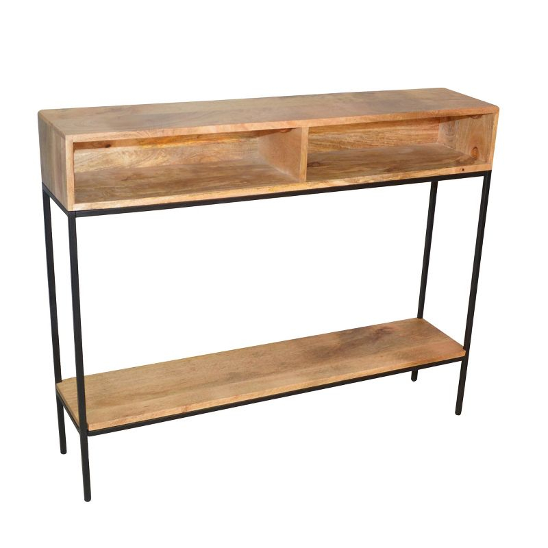 Carolina Living Halsey Console Natural/Black and Table: Entryway with Storage Shelves