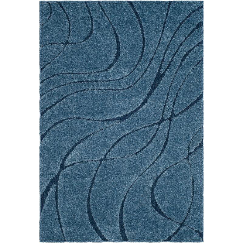 Florida Shag SG471 Power Loomed Indoor Area Rug - Light Blue/Blue - 5'3"x7'6" - Safavieh