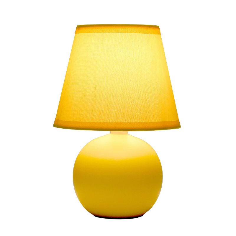 Simple Designs 8.66" Compact Ceramic Globe Table Lamp with Stylish Shade (Includes LED Light Bulb) Yellow