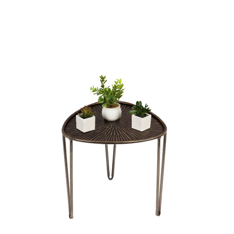 Evergreen Beautiful Leaf Shape Metal Nested Side Tables, Set of 3 - 21 x 21 x 19 Inches Homegoods and Decorations for Every Space