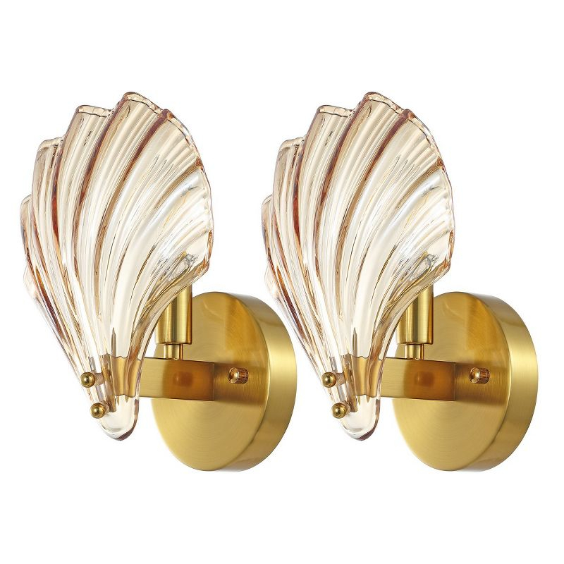 Sirena 5.5" Wall Sconce (Set of 2) - SCN4087 - Amber/Brass - Safavieh