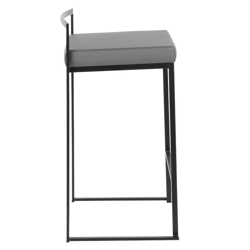 LumiSource Set of 2 26" Fuji Contemporary Counter Height Barstools Gray: Padded, Metal Frame, Stackable