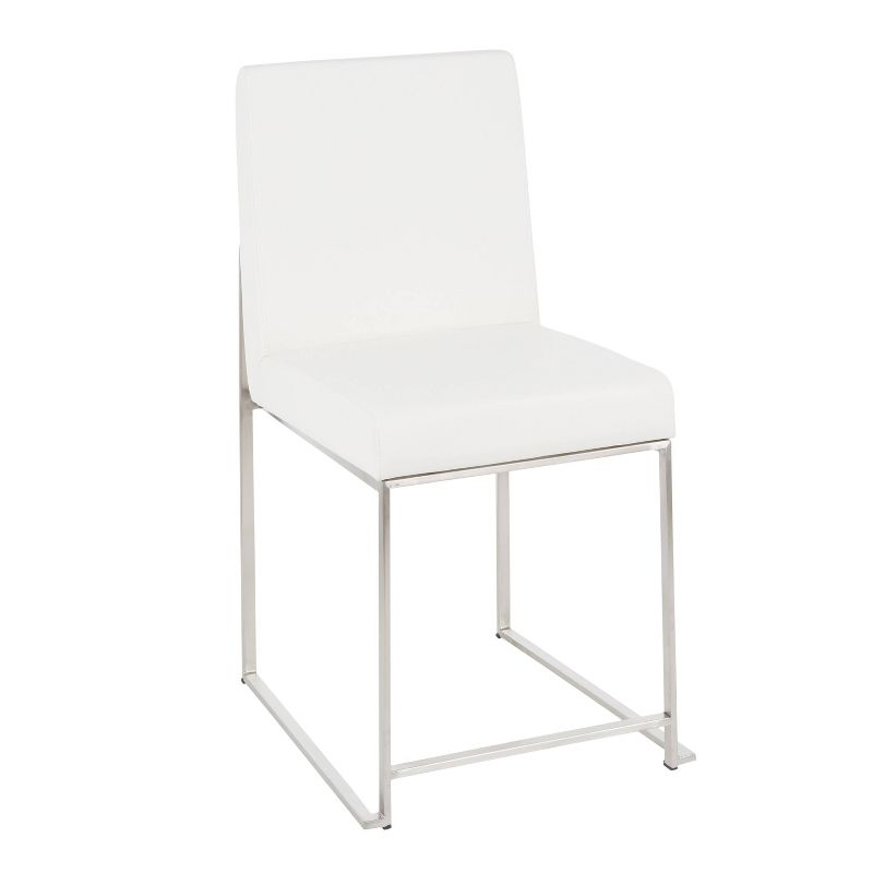 Set of 2 High Back Fuji Contemporary Dining Chairs: Upholstered, Floor Protectors - LumiSource