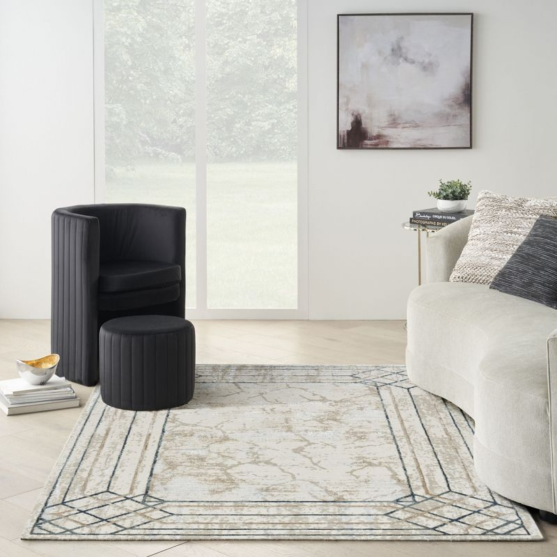 Nourison Glam 5'3" x 7'3" Ivory/Taupe Mid-Century Modern Indoor Rug