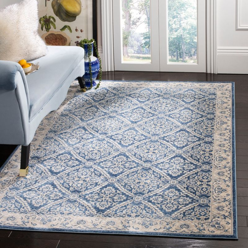 Brentwood BNT863 Power Loomed Indoor Area Rug - Navy/Creme - 6'x9' - Safavieh