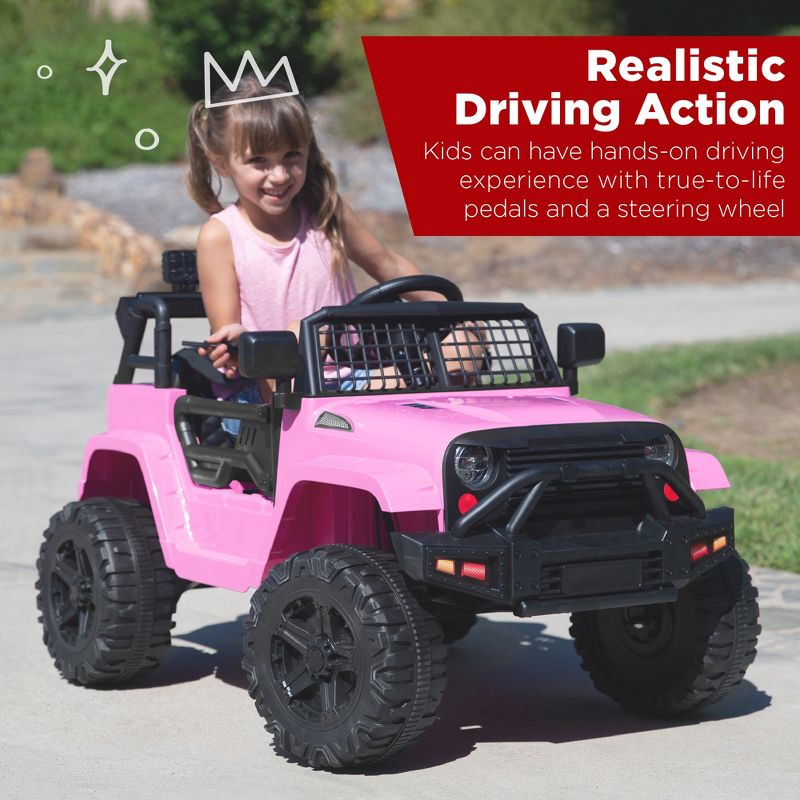 Best Choice Products 12V Kids Ride On Truck Car w/ Parent Remote Control, Spring Suspension, LED Lights - Pink