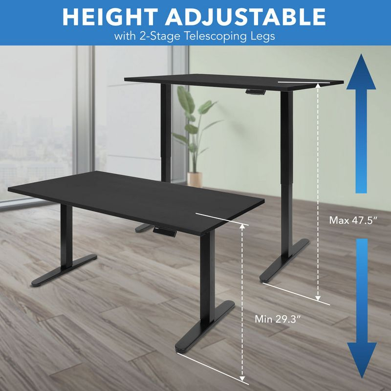 Mount-It! Height Adjustable Electric Sit-Stand Black Desk with Black Tabletop