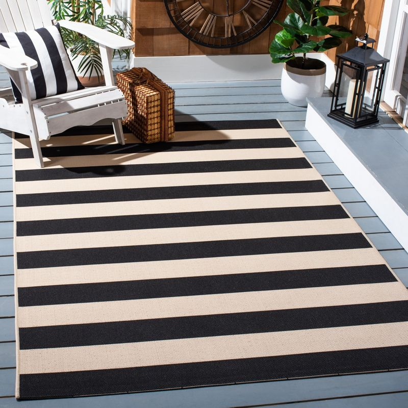 Courtyard CY6812 Power Loomed Indoor/Outdoor Area Rug - Beige/Black - 5'3"x7'7" - Safavieh.