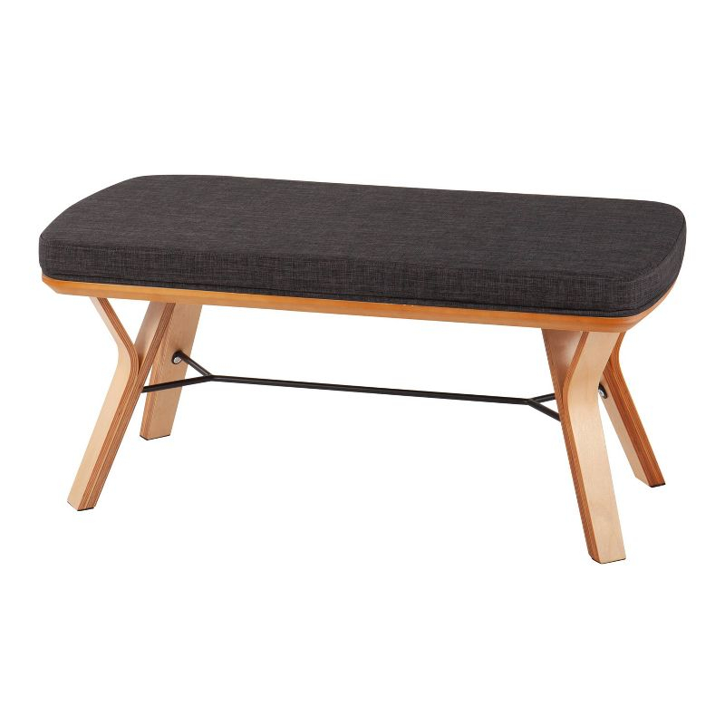 42" Folia Wood Bench Natural/Charcoal - LumiSource: Entryway, Bedroom Seating, Plush Cushion