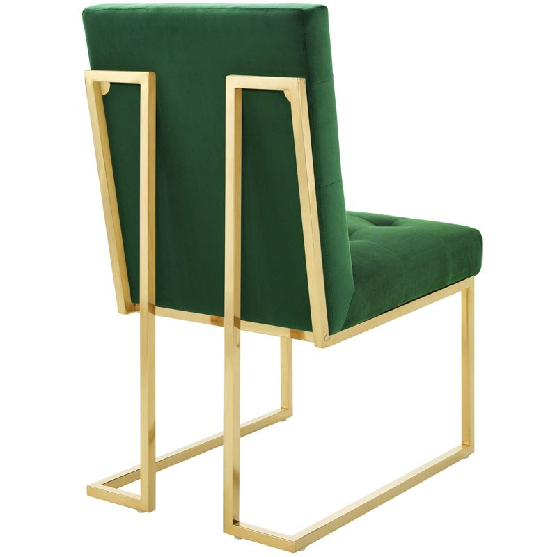 Modway Privy Performance Velvet Gold Stainless Steel Dining Chair in Gold Emerald