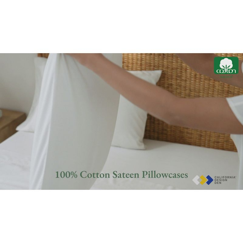 Luxury Pillowcase Set - 800 Thread Count 100% Cotton Sateen, Soft & Cooling Pillowcases by California Design Den - Ivory, Standard/Queen Pillowcases