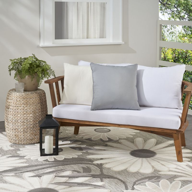 Mina Victory Aloha Solid Reversible 20" x 20" Indoor Outdoor Throw Pillow Grey