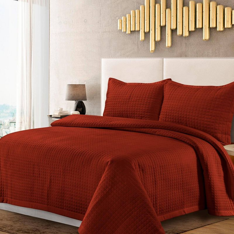 Twin Naples Microfiber Quilt Set Rust - Tribeca Living