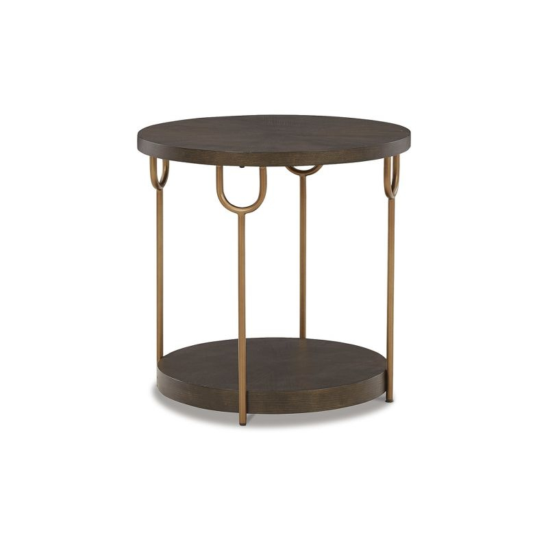 Signature Design by Ashley Contemporary Brazburn End Table Dark Brown/Gold Finish