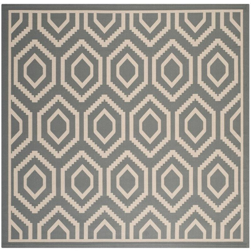 Courtyard CY6902 Power Loomed Indoor and Outdoor Area Rug - Anthracite/Beige - 7'10"x7'10" - Safavieh