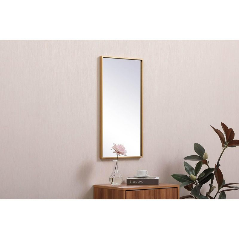Elegant Lighting Metal frame rectangle mirror 14x28 inch in brass