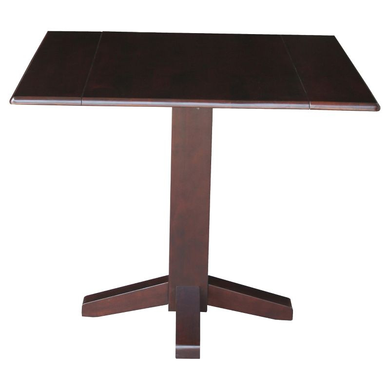 36" Sanders Square Dual Dining Table Rich Mocha - International Concepts: Solid Wood, 4-Seater Kitchen Table