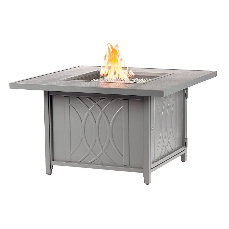 42" Square Aluminum 55000 BTUs Propane  Modern Fire Table with 2 Covers - Gray - Oakland Living