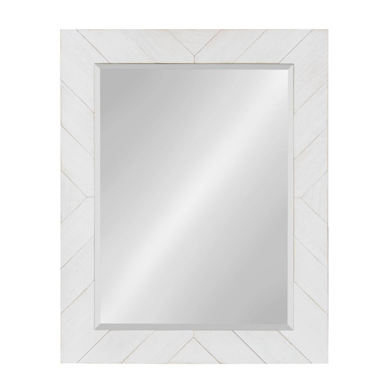 24" x 30" Rost Pieced Wood Framed Wall Mirror White - DesignOvation: Modern Rectangle, No Assembly Required