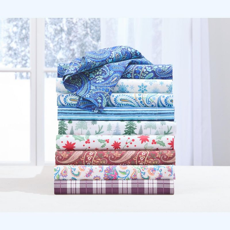 BrylaneHome BH Studio Microfiber Printed Sheet Set - Full, Navy Paisley