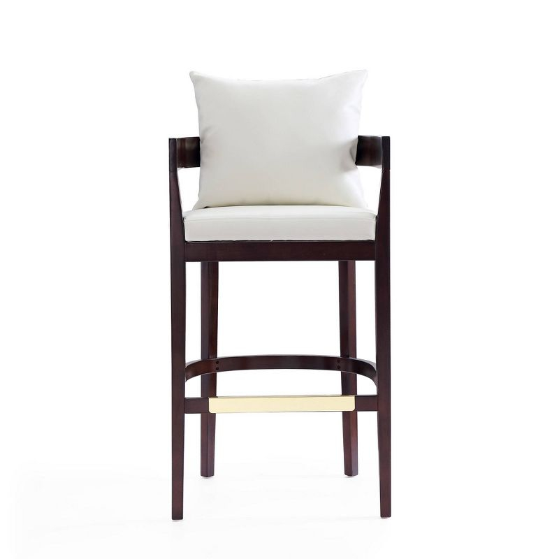 Ritz Upholstered Beech Wood Barstool Ivory - Manhattan Comfort: Gold Footrest, 30.5" Height, No Assembly Required