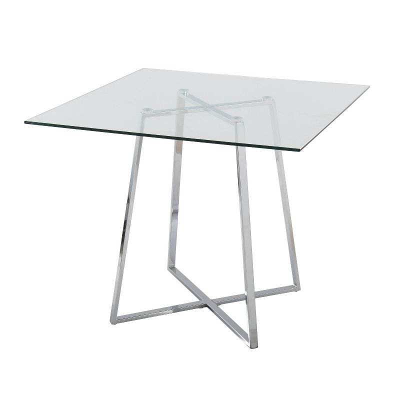 36" Cosmo Square Dining Table Chrome/Clear Glass - LumiSource: Modern Pedestal, Seats 4