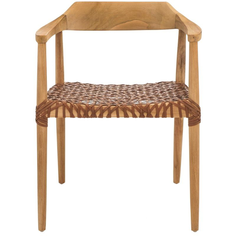 Munro Leather Woven Accent Chair - ACH1005 - Natural/Light Honey - Safavieh