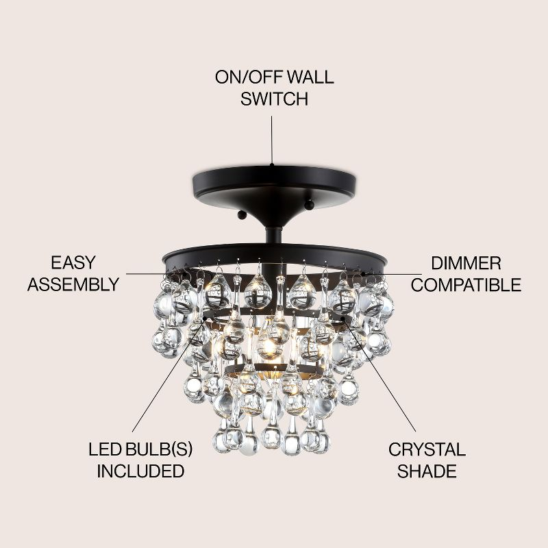 JONATHAN Y Toronto 10" Metal/Crystal LED Flush Mount, Oil Rubbed Bronze