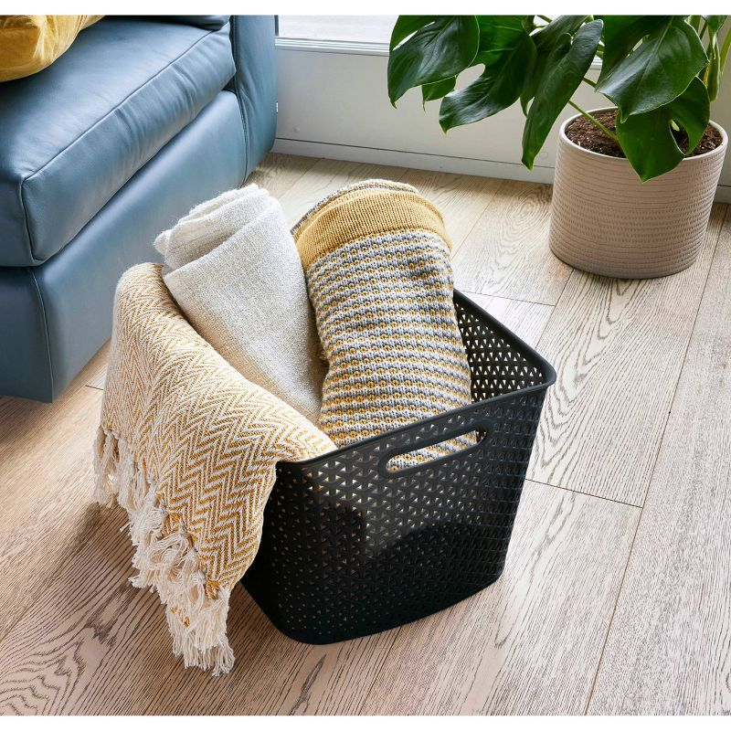 Y-Weave XL Curved Decorative Storage Basket Black - Brightroom™: Polypropylene, 11" Cube Compatible, Nesting,