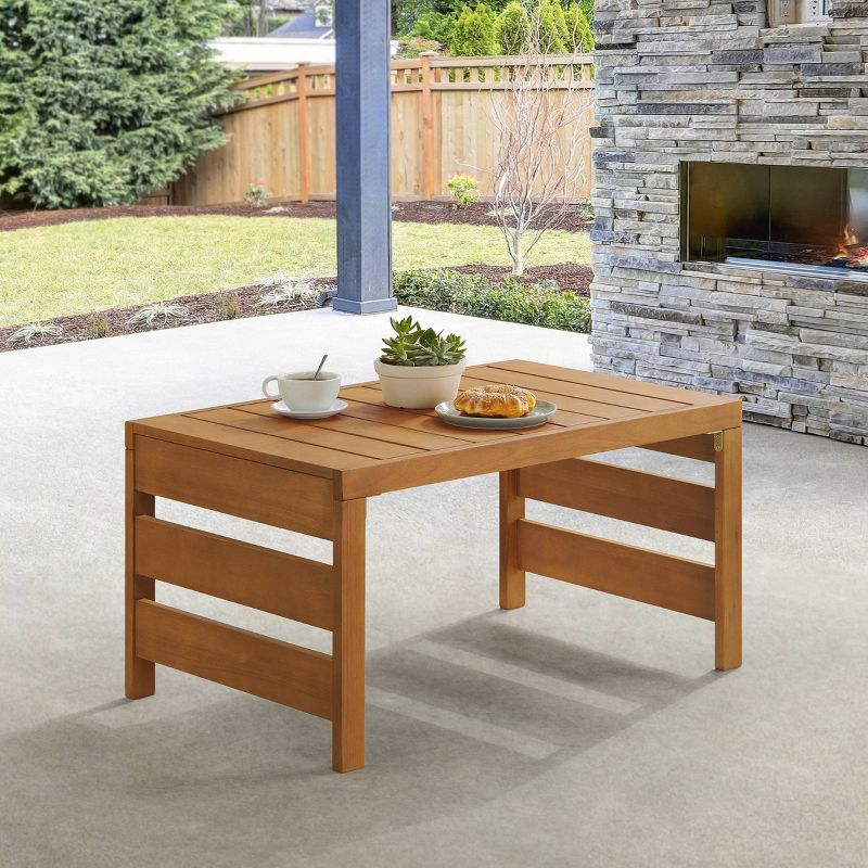 Alaterre Furniture Barton Eucalyptus Wood Outdoor Slotted Coffee Table Brown