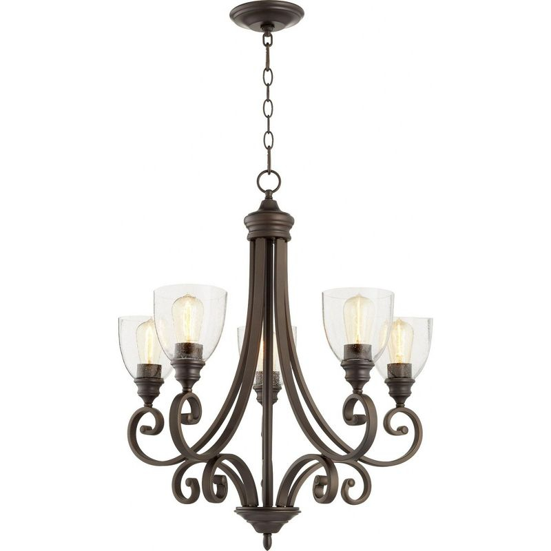 Quorum Lighting Bryant 5-Light Chandelier, 28 Width, 30 Height, Oiled Bronze Finish