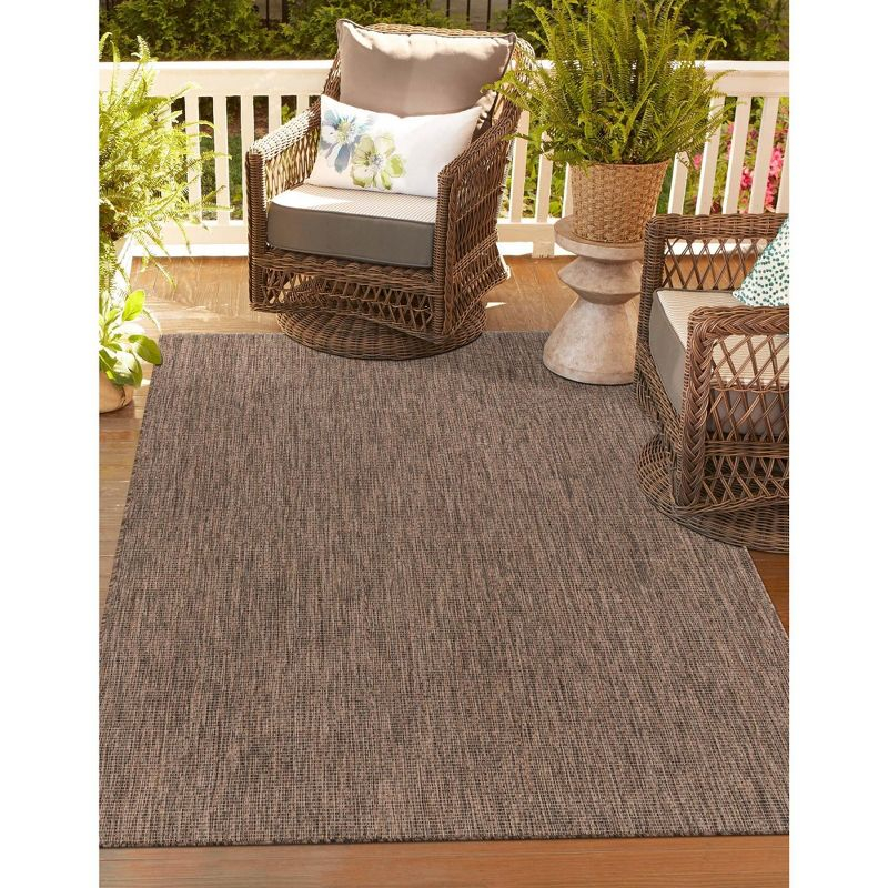 Unique Loom 7' 1 x 10' 0 Rectangle Indoor/Outdoor Solid Light Brown Area Rug