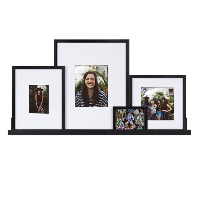 5pc Gallery Frame/Shelf Box Set Black - Kate & Laurel All Things Decor: Wall Ledge, Wood, Modern Decor Style