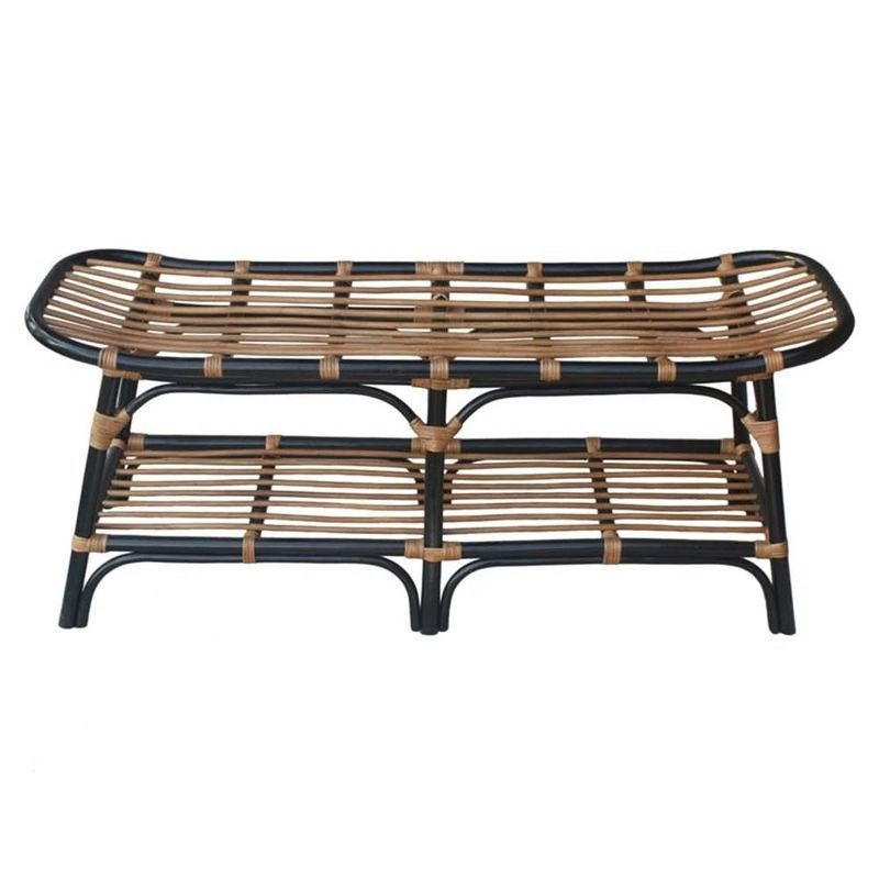New Pacific Direct Damara Rattan Bench w/ Shelf