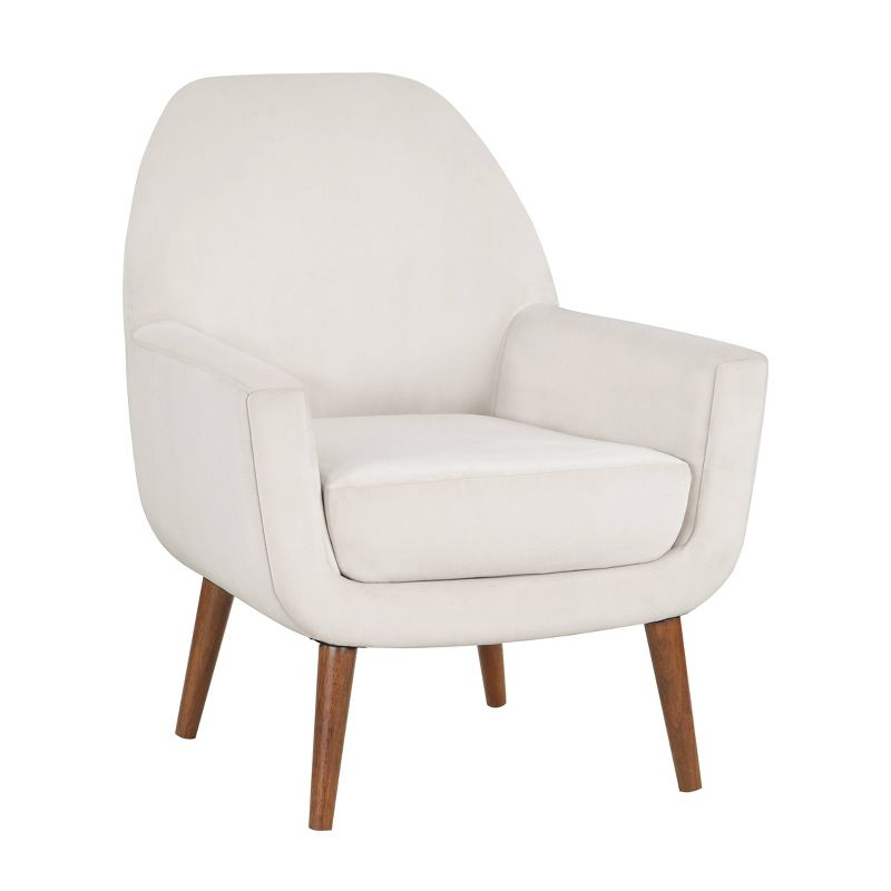Comfort Pointe Accera Mid-Century Velvet Arm Chair Sea Oat: Upholstered, Rubberwood Legs, Foam Fill