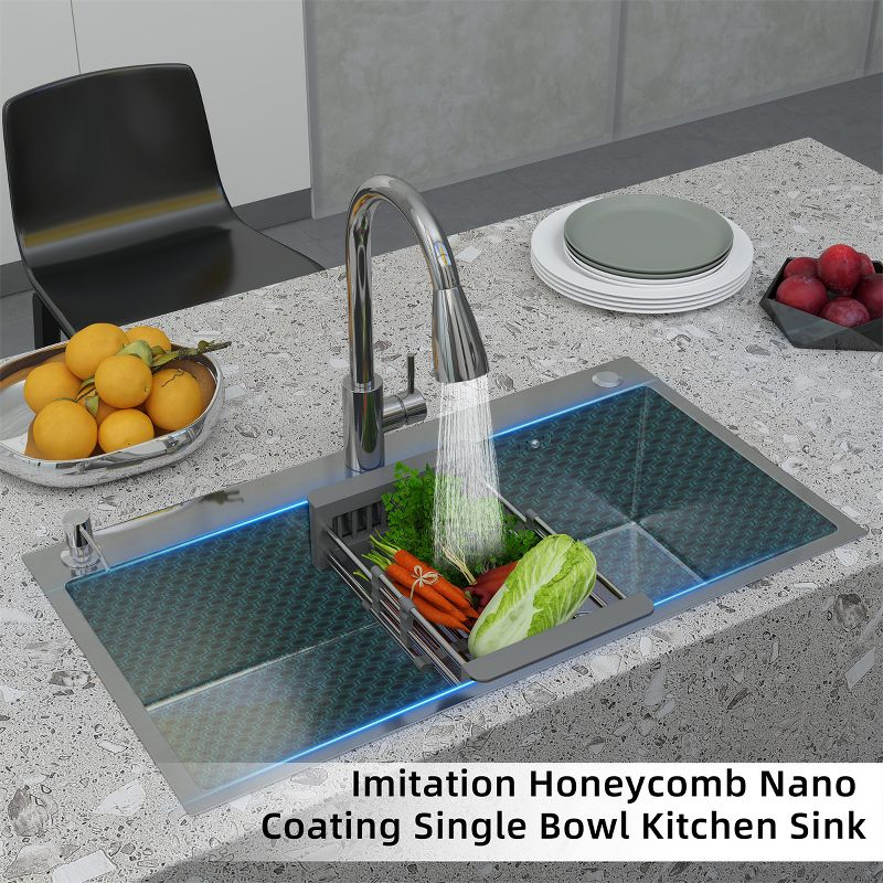 CHEVNI Silver Kitchen Sink 30 Inch Stainless Steel Single Bowl With Faucet Drop In Top Mount - Silver