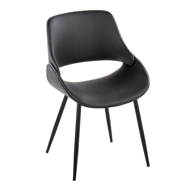 Set of 2 Fabrico Dining Chairs Black - LumiSource: Upholstered, Metal Legs, Faux Leather, Contemporary Style