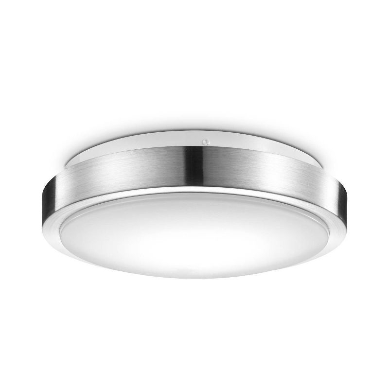 Smart Brushed Nickel 16W 11" White LED Wi-Fi Enabled Voice Activated Flush Mount Ceiling Light: ETL & Energy Star Certified