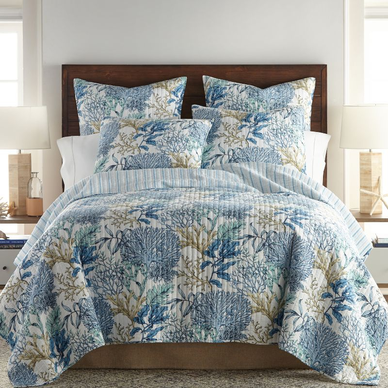 Mahina Quilt Set - Twin/Twin XL Quilt and One Standard Pillow Sham Blue - Levtex Home