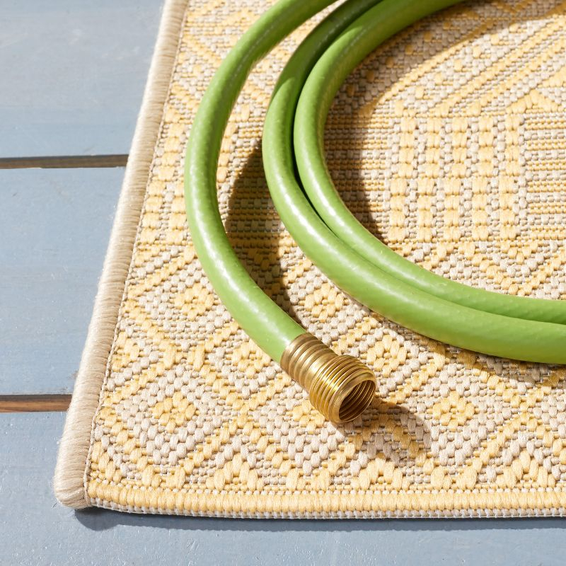 Courtyard CY6235 Power Loomed Indoor and Outdoor Area Rug - Gold/Beige - 6'7"x9'6" - Safavieh