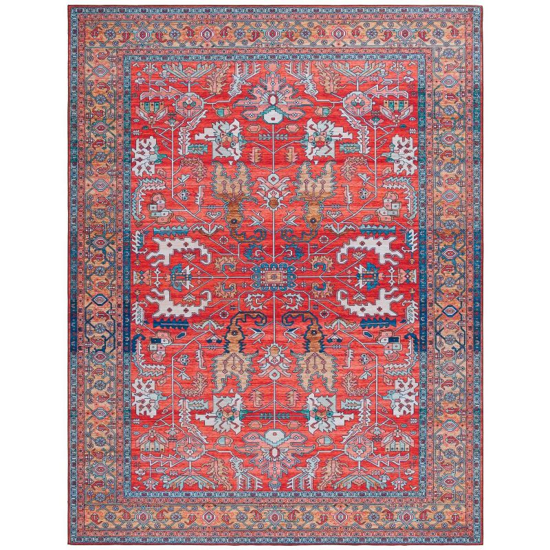 Tucson TSN152 Power Loomed Indoor Machine Washable Area Rug - Rust/Navy - 8'x10' - Safavieh