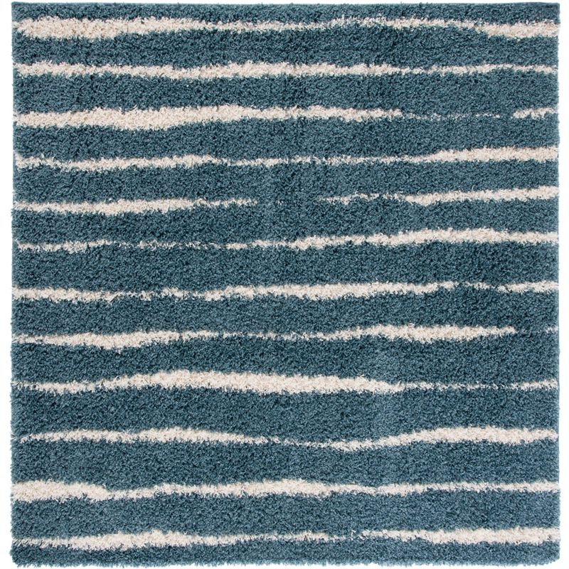 Venus Shag VNS603 Power Loomed Indoor Area Rug - Turquoise/Ivory - 6'7"x6'7" - Safavieh