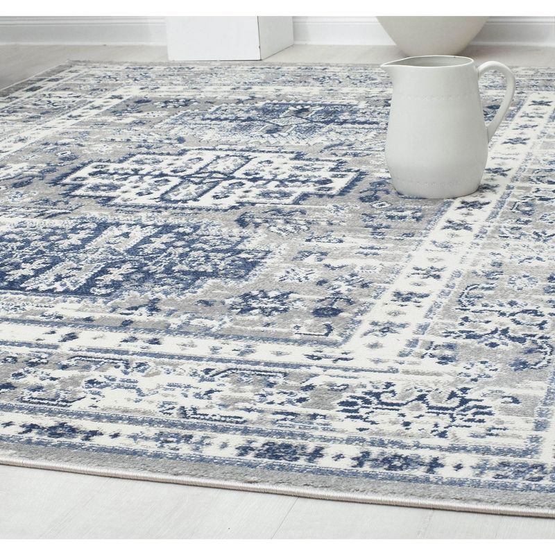 Rugs America Gallagher GL55F Inky Sundara Vintage Transitional Blue Area Rug for Dining Room Rug Neutral Rug Living Room Rug Kitchen, 5'3"x7'