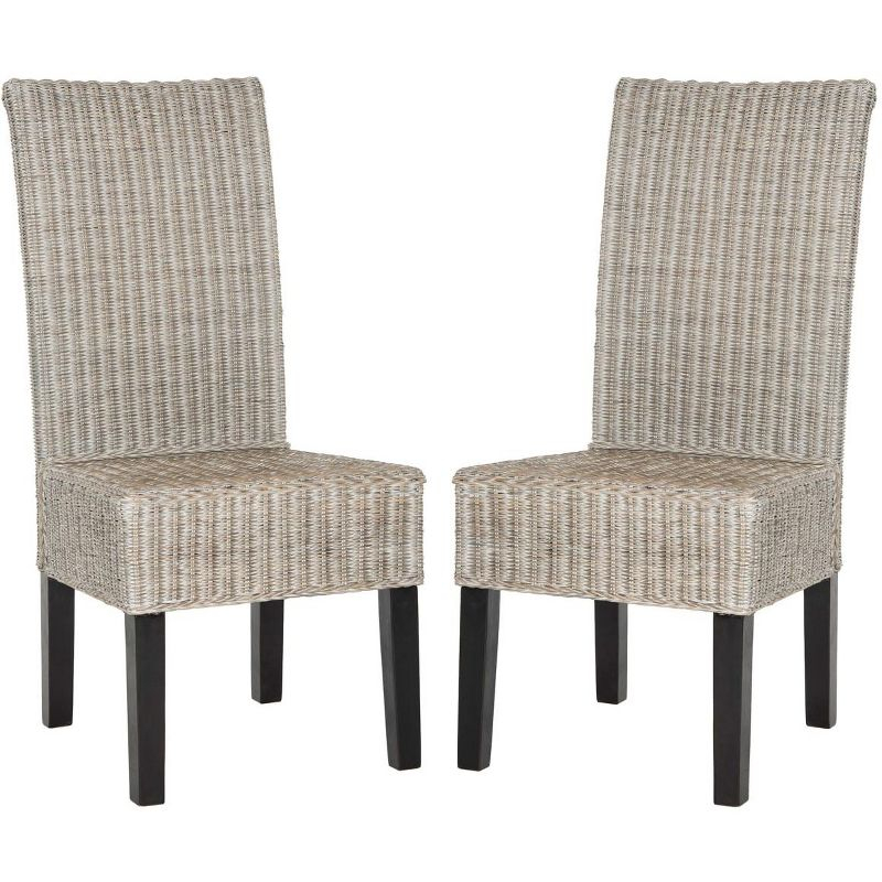 Arjun 18" H Wicker Dining Chair (Set of 2) - SEA8013 - Antique/Grey - Safavieh