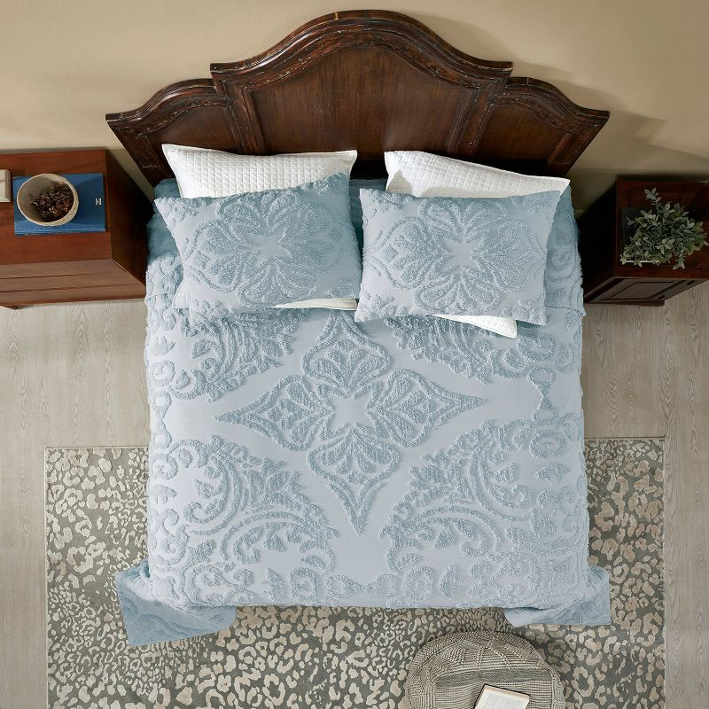 Better Trends Rylee Collection Blue Cotton Tufted Bedspread Set