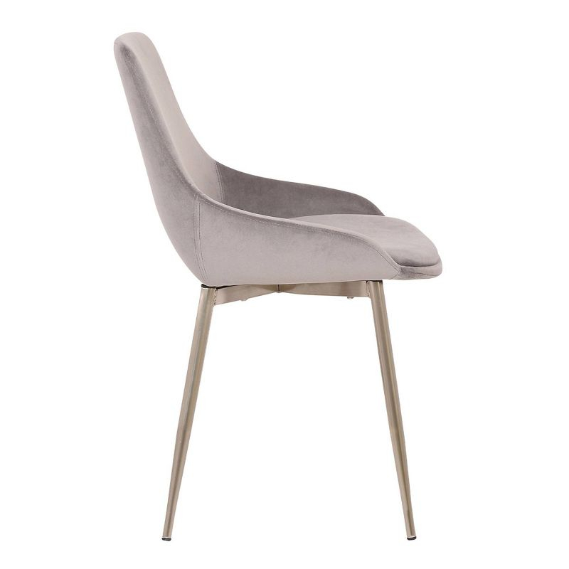 Heidi Velvet Dining Accent Chair Gray - Armen Living: Chrome Legs, Soft Polyester Upholstery, Modern Style