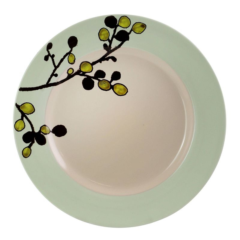 16pc Stoneware Luxurious Olive Dinnerware Set Green - Elama: Microwave & Dishwasher Safe Dishware Set for 4