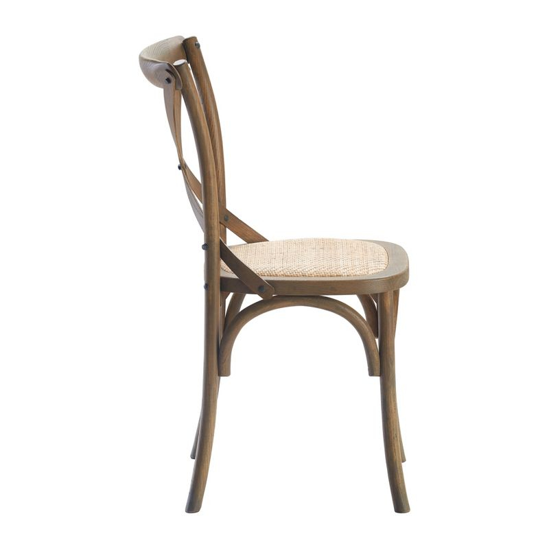 Finch Set of 2 Elmhurst Cross Back Side Chair Natural Rattan: Upholstered Polyester, Wood Legs, No Assembly Required