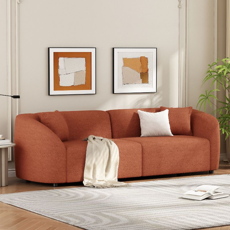 Christopher Knight Home Godwin 87.5" Modern Upholstered 3 Seater Curved Sofa, Orange